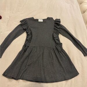 Zara Girl’s Gray Ruffled Knit Sweater Dress Sz 9-10